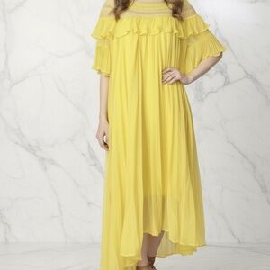 # A012   Romantic yellow pleated ruffle  fairycore dress by N By Nancy